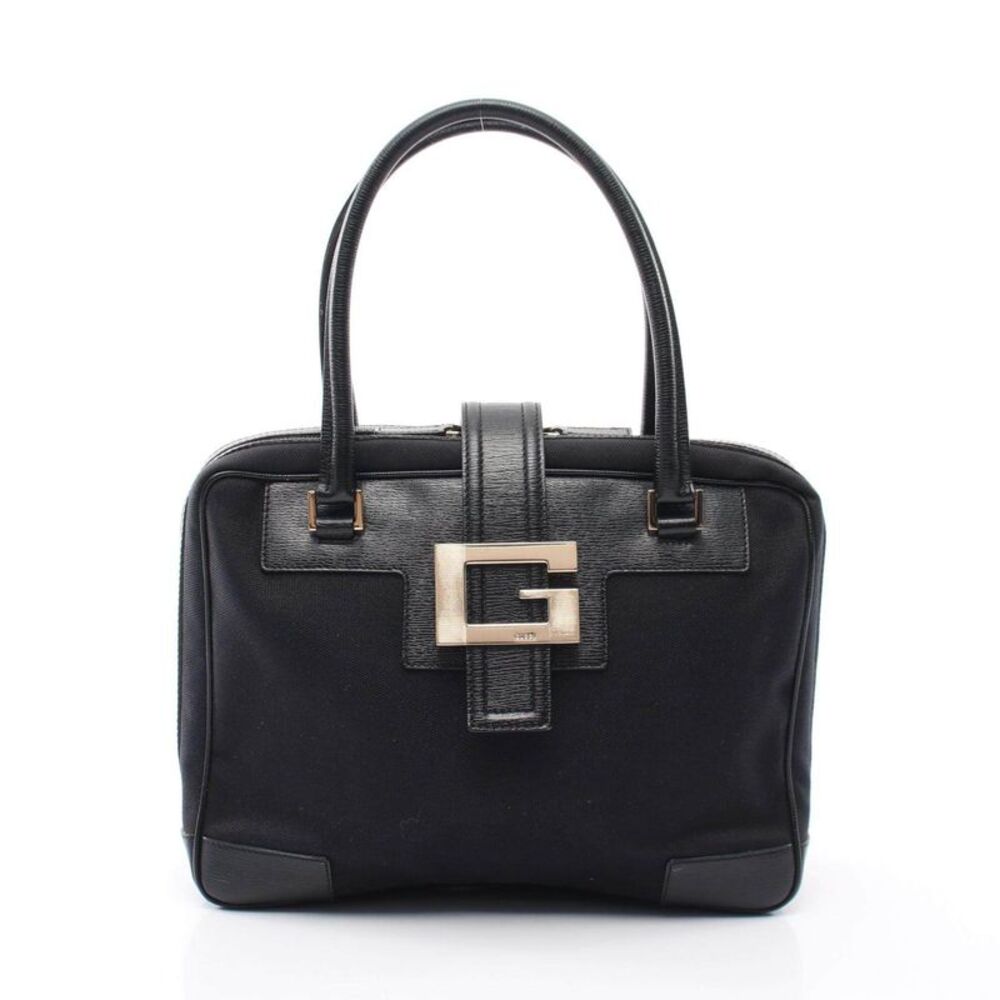 Gucci G logo leather canvas handbag